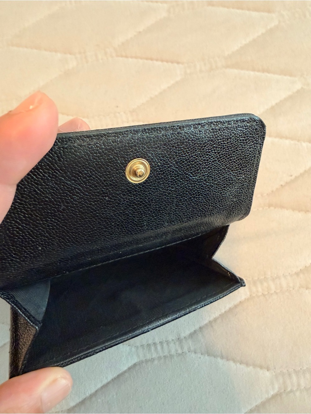 CHANEL Black Quilted Leather Compact Wallet Trifold - Picture 13 of 14